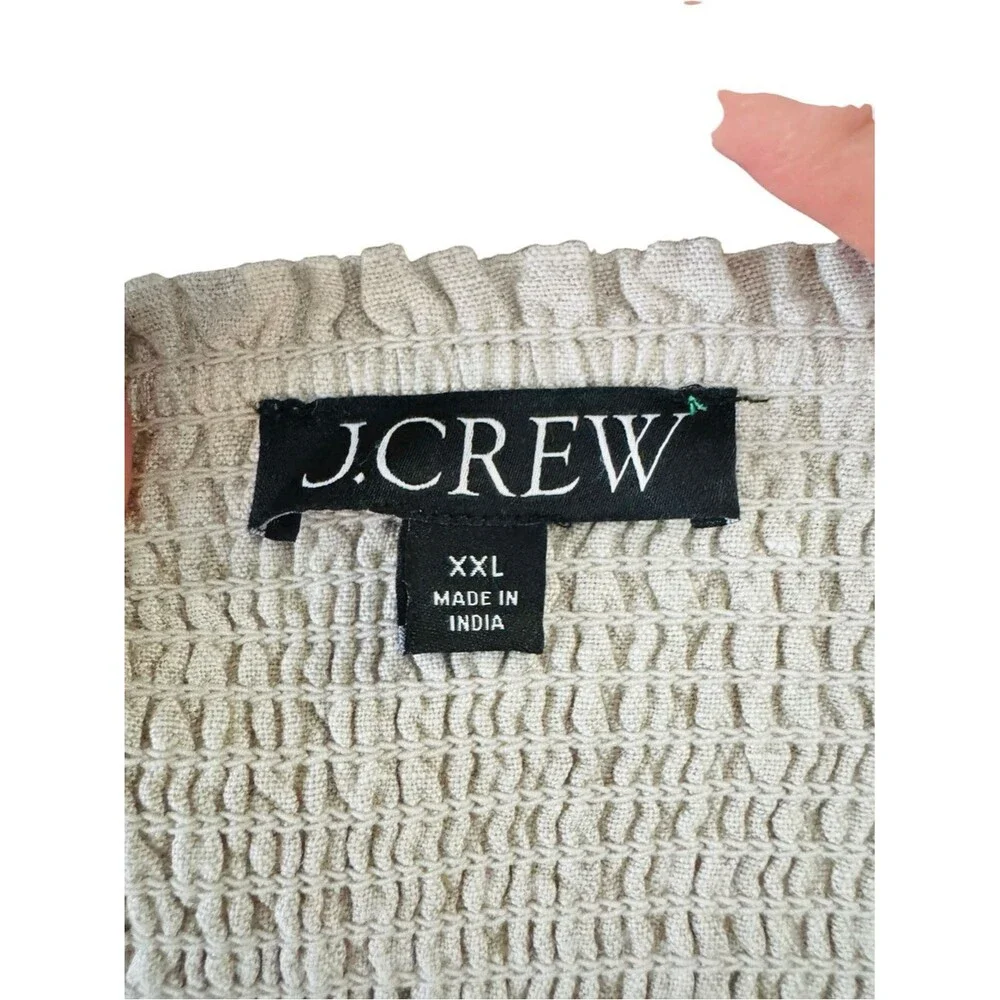 J.Crew Linen Smocked Mini Skirt XXL Beige Flowy Boho Cottagecore Lined